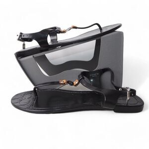 Coach Piccadilly Jelly PVC Signature C-Logo Thong Sandals Black A6307 Women's 8B